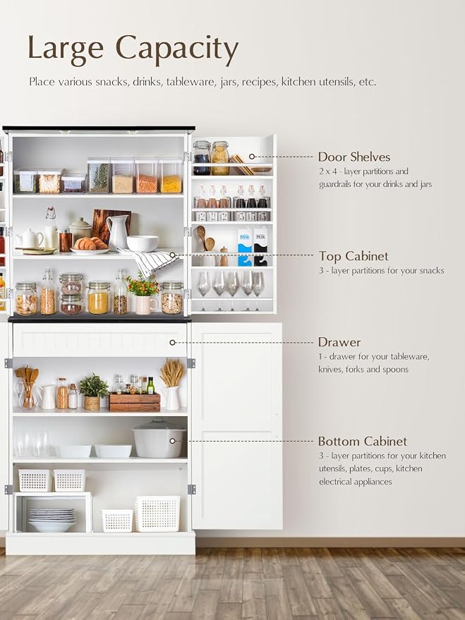 72" Tall Storage Cabinet, 31.5" Wide Freestanding Storage Cabinet - Image 5