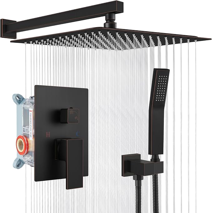 gotonovo Rainfall Bathroom Shower System Rain Shower Head and Handle Set Wall by HOME