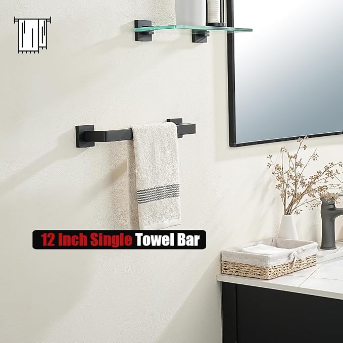 JQK Black Towel Bar, Rounded Edges 14.41 Inch Towel Rack, 304 Stainless Steel - Image 7