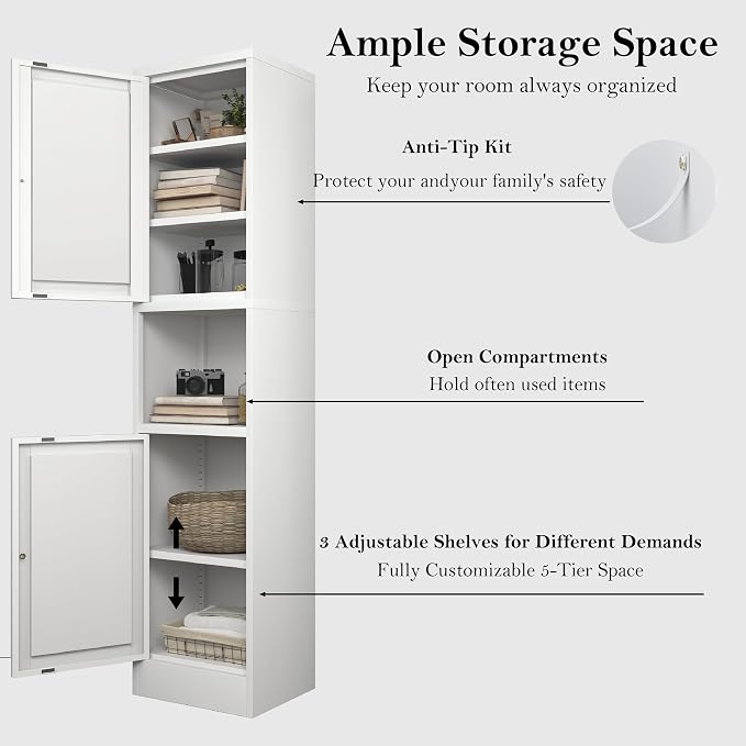 COFaR 67" Tall Metal Bathroom Storage Cabinet, 6-Tier Freestanding Linen Tower - Image 4