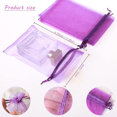 100PCS 4X4.72" Mixed Color Satin Drawstring Organza Pouch Gift Bags - Image 2