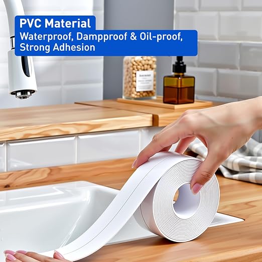 White Caulk Tape Self Adhesive Waterproof 1.97" x26.25Ft, Bathroom Peel & Stick - Image 5