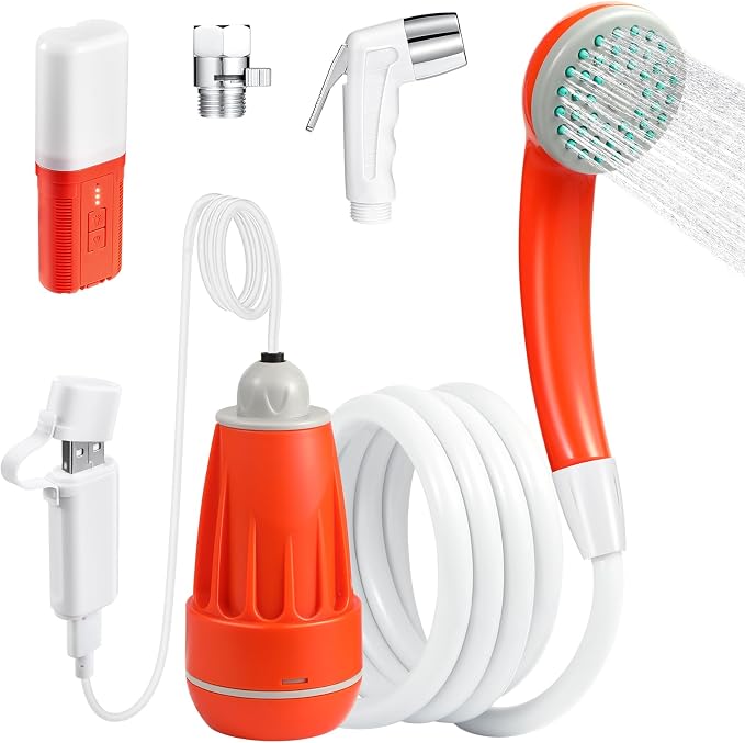 Portable Shower for Camping, 4400mAh Electric Portable Camping Shower by spacerest