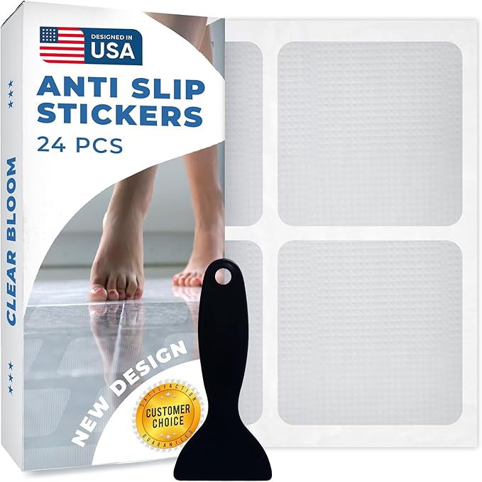Anti Slip Shower Stickers 24 PCS, Invisible Non-Slip Shower Strips by ClearBloom