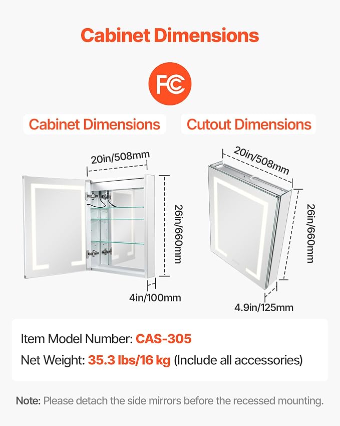 VEVOR Lighted Medicine Cabinet - Image 2