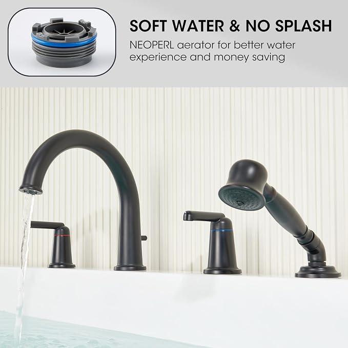 Roman Tub Faucet Set with Hand Shower, KRUZOO Bathtub Faucet Set Trim Kit with - Image 4