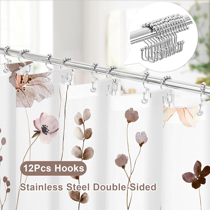 Gibelle 3 in 1 Shower Curtain Set, Waterproof Fabric Bathroom Curtain 72x72 - Image 3
