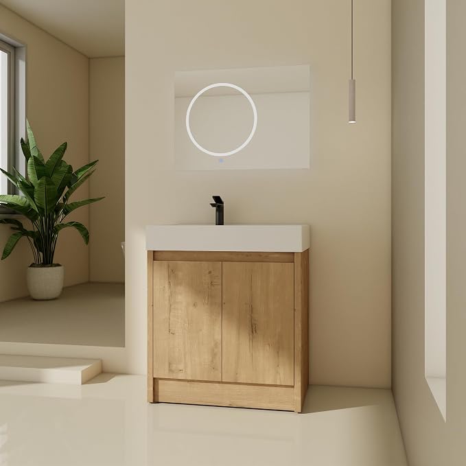 30 inch Bathroom Vanity with Sink, Single Resin Sink Freestanding Bathroom - Image 8