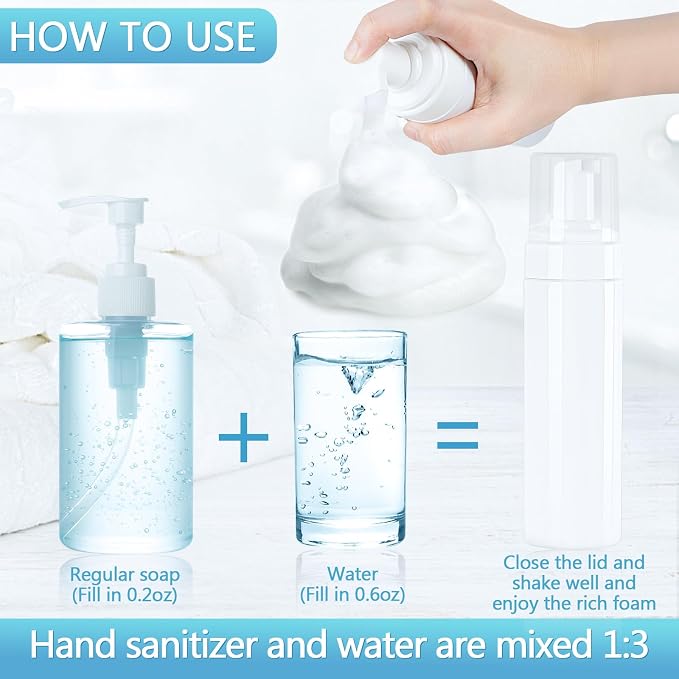 Foam Pump Bottle 200ml/6.8oz Empty Plastic Foam Dispenser Pump Bottle Travel - Image 3