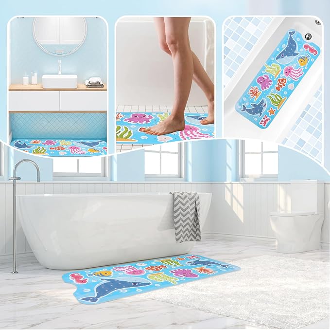 Baby Bath Mat for Tub Non Slip Kids Bathtub Mat Extra Long 40X16 Inch Toddler - Image 5