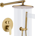 TRUSTMI Push Button Shower System, Brushed Brass Gold 10 Inch Rainfall Shower by TRUSTMI