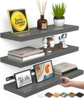 BAYKA Grey Floating Shelves for Wall, Wall Mounted Rustic Wood Shelves for by BAYKA