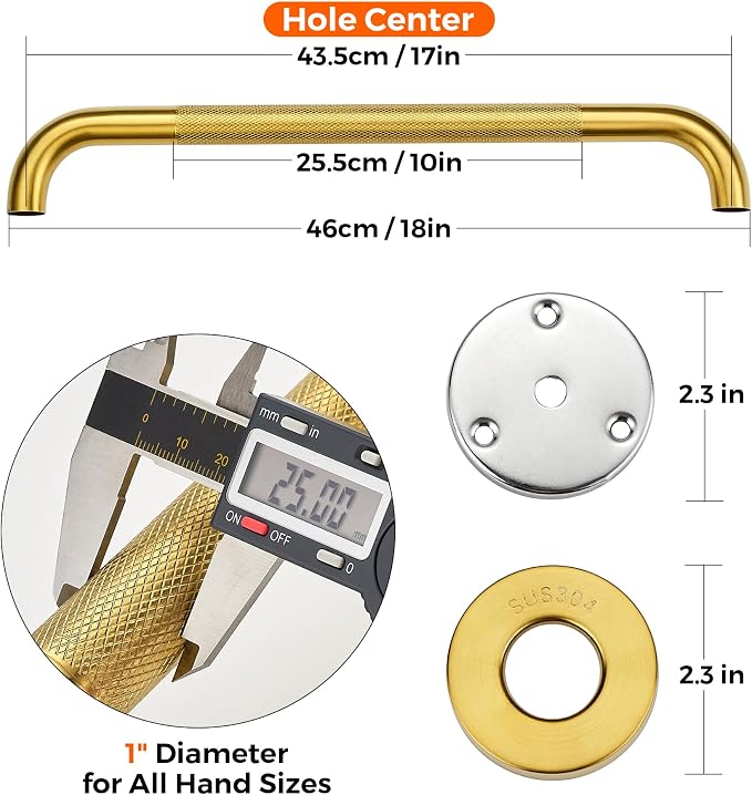 Grab Bars for Shower, 2 Pack 18-Inch Anti Slip Shower Handles for Elderly - Image 4
