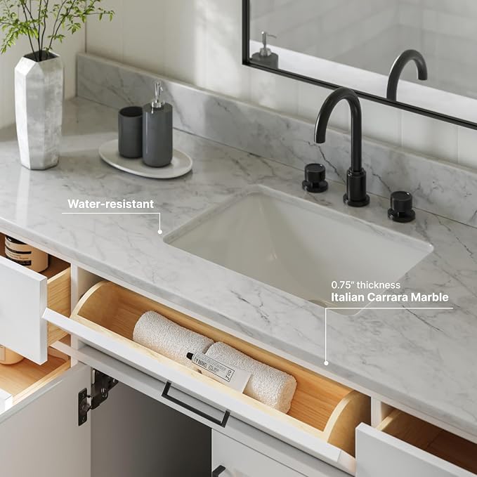 ARIEL 67" White Bathroom Vanity - Image 4