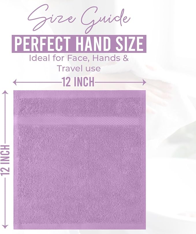 DAN RIVER 12-Pack Premium 100% Cotton Lavendar Face Towels – Reusable Face - Image 2