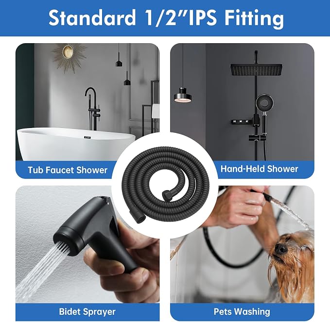 RUMOSE 79 inches Shower Hose Shower Head Extension Hose Extra Long Stainless - Image 7