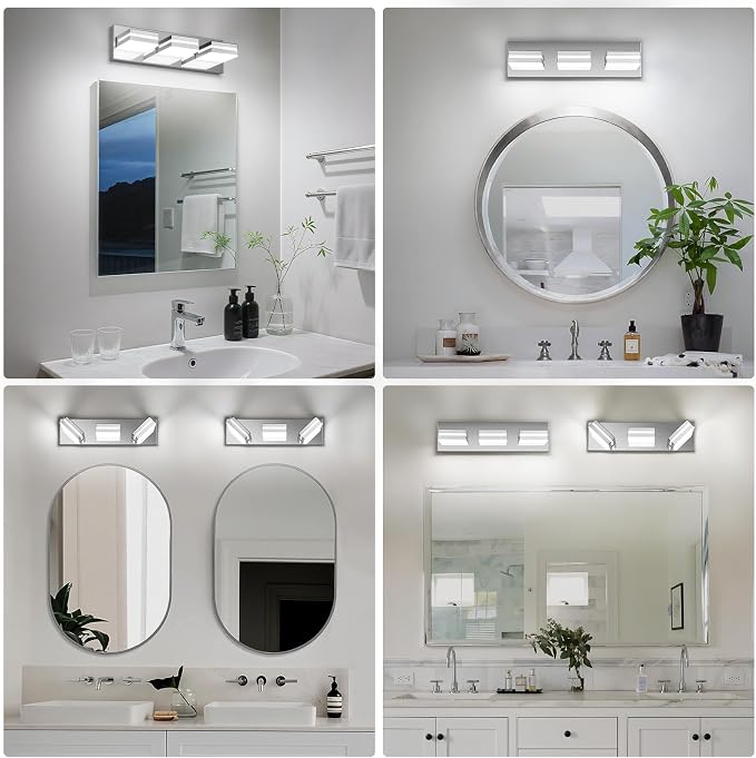 Modern LED Small Bathroom Lights Fixtures, Stainless Steel Chrome Acrylic Wall - Image 8