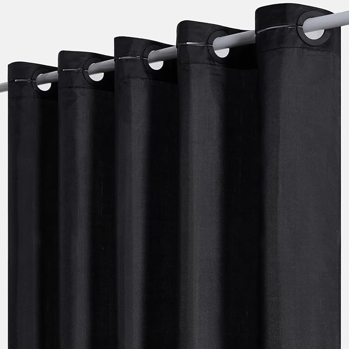 Furlinic No Hooks Needed Black Shower Curtain or Liner, Polyester Fabric by Furlinic