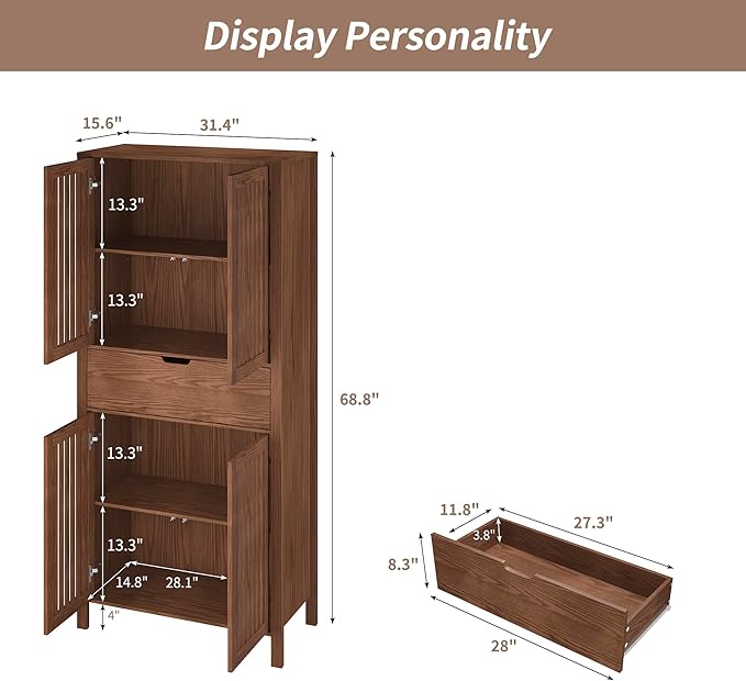 69" Tall Farmhouse Storage Cabinet - Image 2