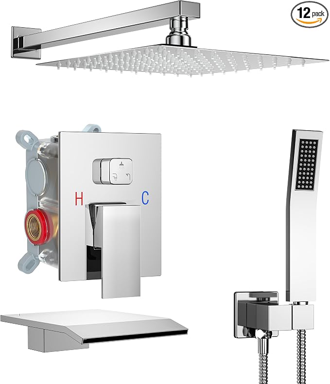 10 Inch Shower Faucet Set with Tub Spout Wall Mounted Shower System by ShiureBathUS