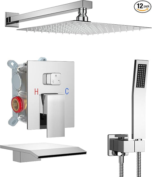 10 Inch Shower Faucet Set with Tub Spout Wall Mounted Shower System by ShiureBathUS