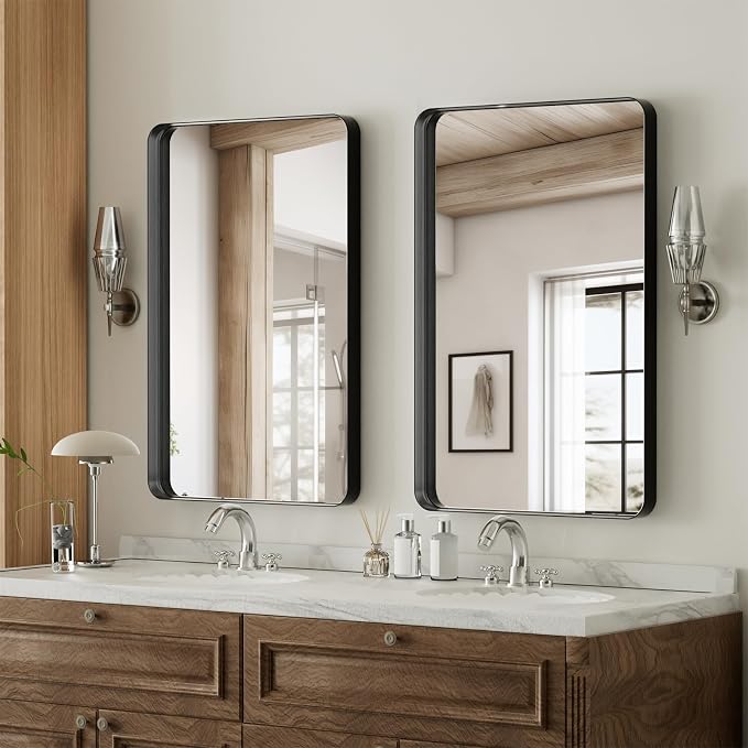 VooBang Bathroom Mirror 20x30 inch, Modern Round Corner Bathroom Vanity Mirror - Image 2
