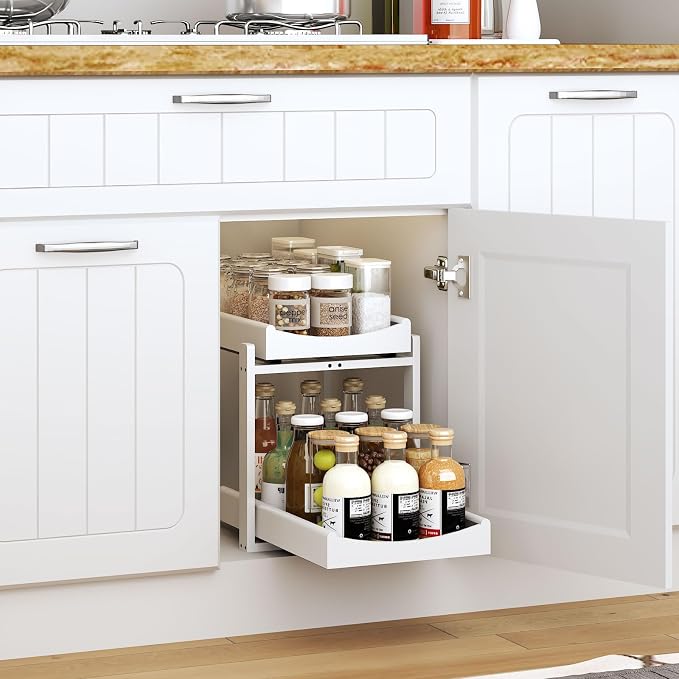 Bamboo Under Sink Organizer and Storage, 2 Pack Pull Out Cabinet Organization - Image 3