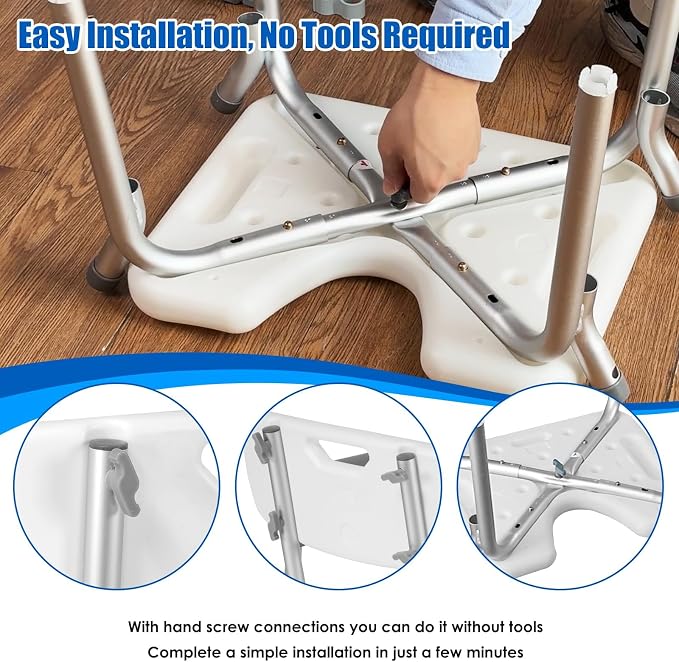 Shower Chair with Arms and Back Heavy Duty 330lbs, Shower Seat - Image 8