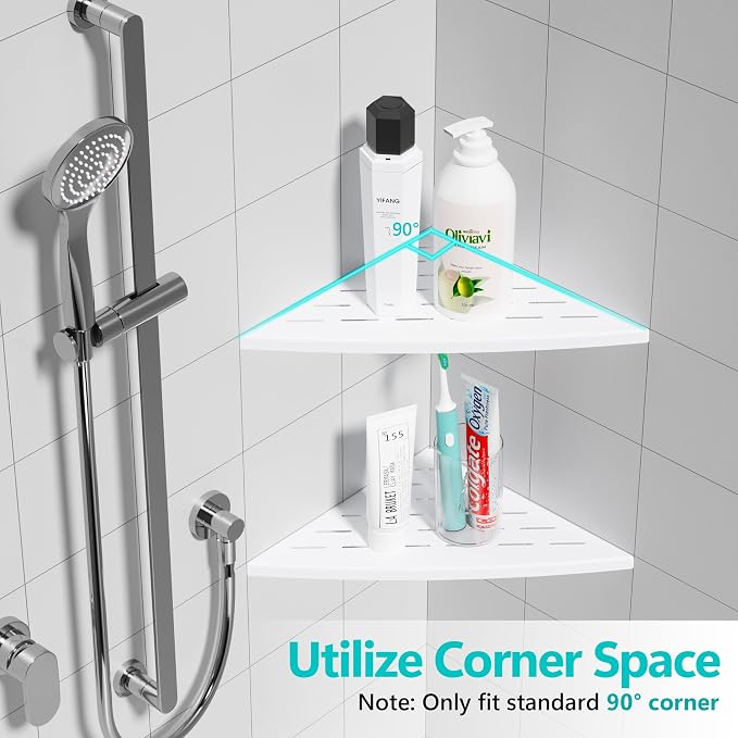 Corner Shower Shelf Matte White, 304 Stainless Steel 11.5” Recessed Corner - Image 6