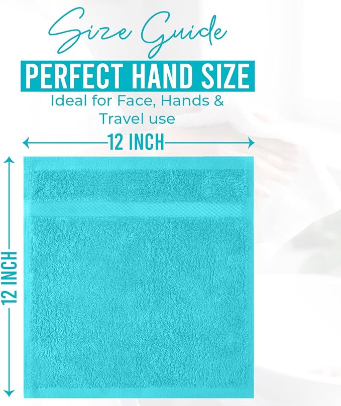 DAN RIVER 12-Pack Premium 100% Cotton Aqua Face Towels – Reusable Face Towel Set - Image 2