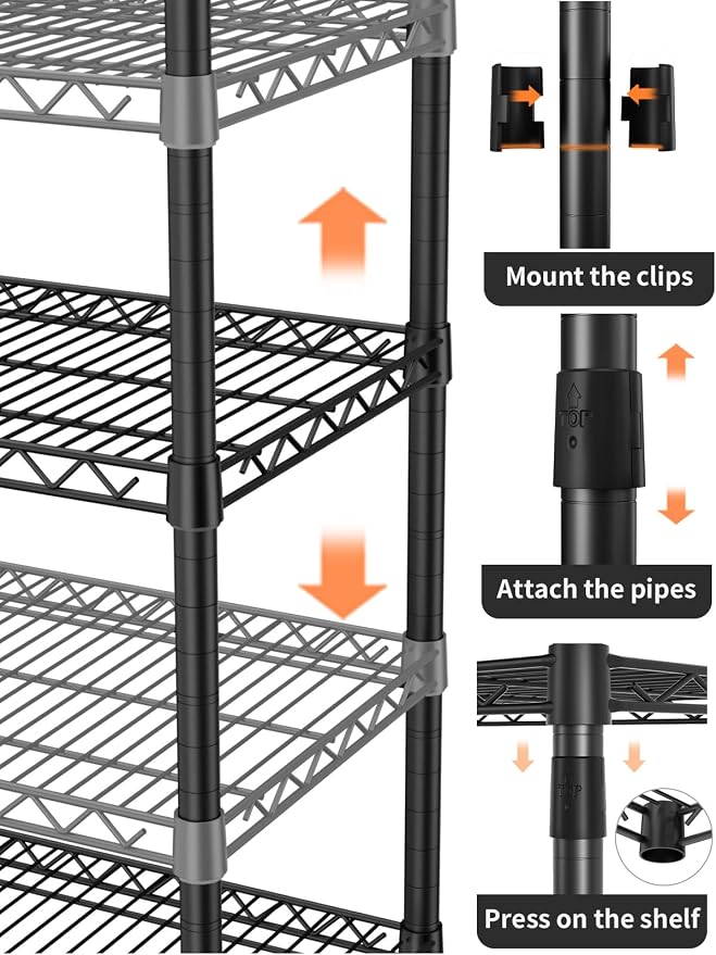 5 Tier Heavy Duty Adjustable Storage Shelf Organizer Storage Metal Shelves - Image 7
