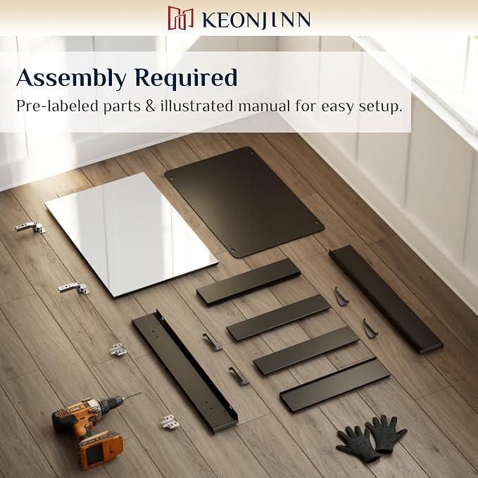 Keonjinn 36 x 24 Inch Black Medicine Cabinet, Bathroom Medicine Cabinet - Image 4