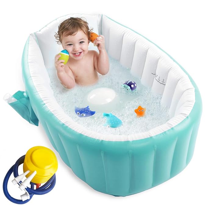 Inflatable Baby Bathtub with Air Pump, Baby Bath Tub Toddler Bathtub, Foldable by EZYCOK