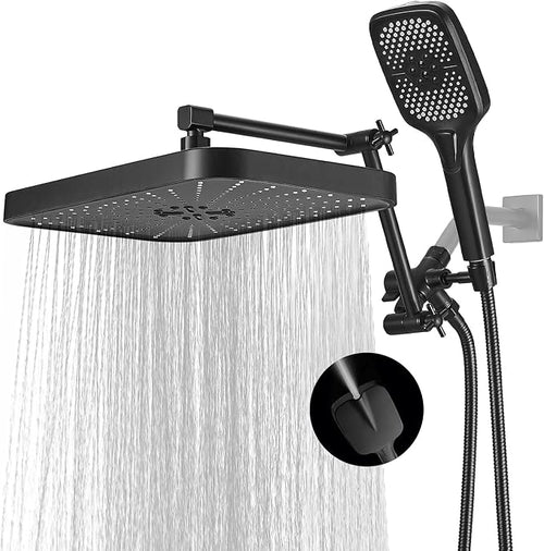 14 Inch Large Shower Head with Handheld Spray Combo and Extention Arm, Rain by JcrobforBetterLife