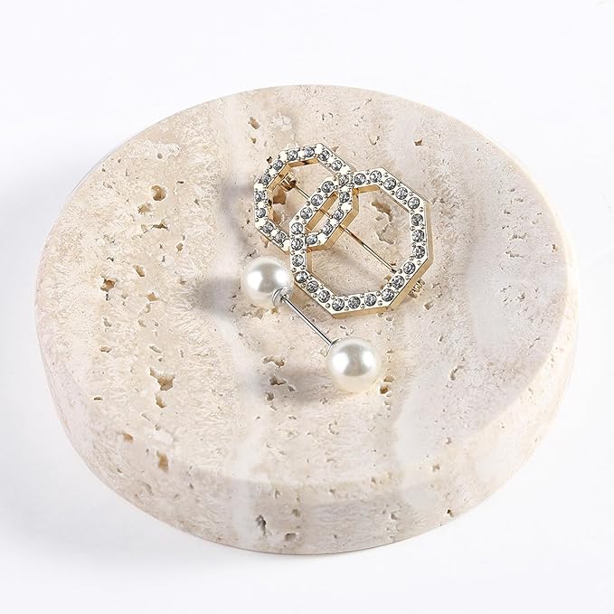 Koville Small Travertine Jewelry Dish, Natural Stone Decorative Dish, Aesthetic by Koville