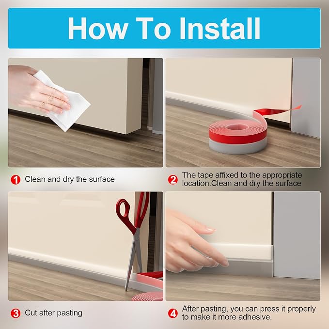 Heavy-Duty 3Inch x 20FT Door Weather Stripping, Extra Thick 2mm Door Draft - Image 5