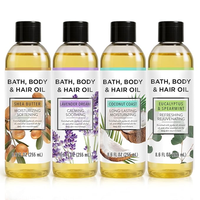 Bath Oil Body Oil with Shea Butter, Eucalyptus Mint, Coconut Scent Bath Oils by AutumnShower