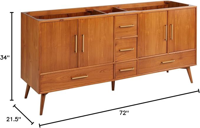 Signature Hardware 953363-72-RUMB-1 Novak 72" Freestanding Teak Double Basin - Image 2
