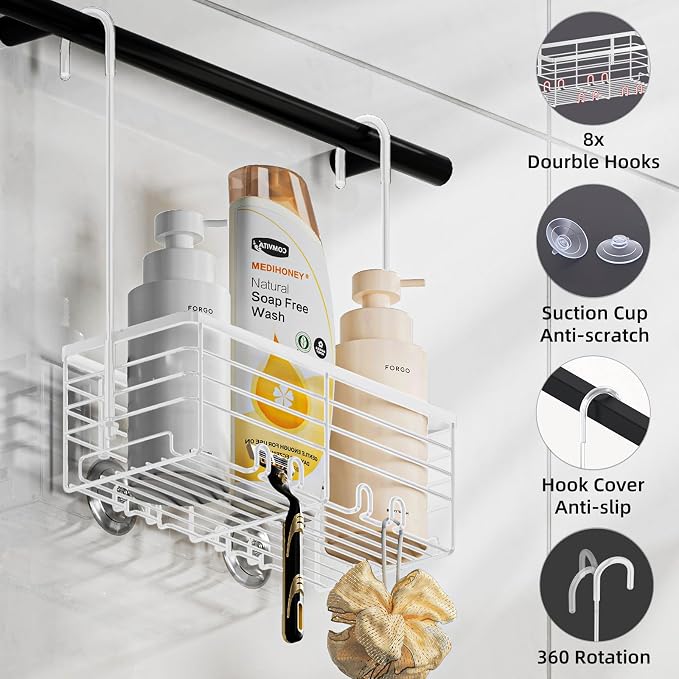 SHANSHUI Shower Hanging Caddy, Bathroom Shower Organizer Basket, Shampoo Bracket - Image 5