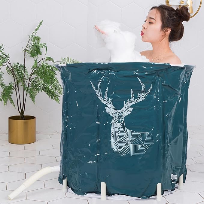 Portable Foldable Bathtub, Large Capacity 80L PVC Soaking Spa Tub - Image 4
