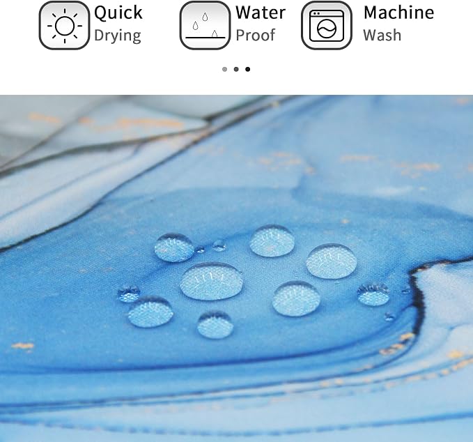 Gibelle Long Fabric Shower Curtain 72 x 78, Tall Abstract Blue Grey Marble - Image 5