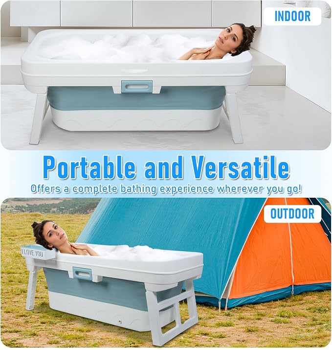 51 inch Portable Bathtub, Foldable Freestanding Bathtub, Japanese Soaking Tub - Image 4