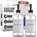 2 Pack Clear Glass Soap Dispenser 16 OZ by SunrisePremium