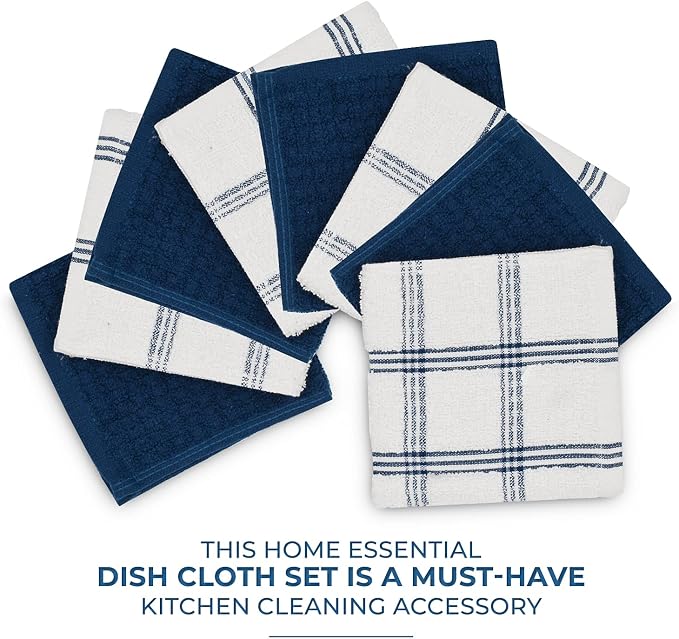DAN RIVER Premium Dish Cloth 100% Cotton 12 X 12 Inches |Pack of 8|-Ultra Soft - Image 2