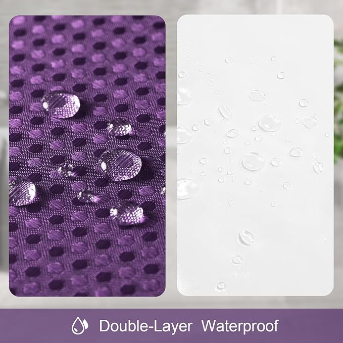 3 in 1 Long Purple Shower Curtain Set-72 W x 78 H, Modern Waffle and PEVA Liner - Image 6