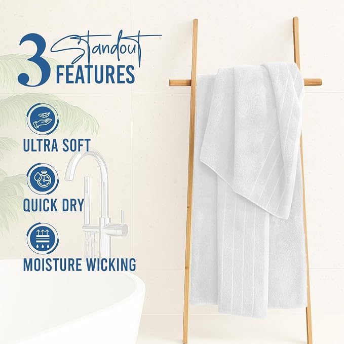 DAN River Extra Large Bath Towels Set of 4, 30 x 60 Inches - Image 2