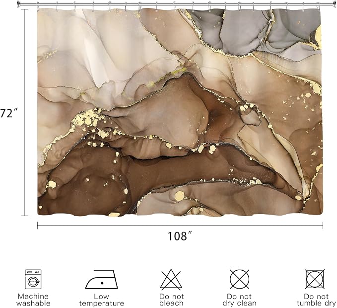 Extra Wide Marble Shower Curtain 108 x 72, Modern Luxury 108 inch Long Shower - Image 6