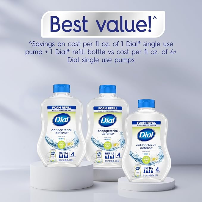 Dial Antibacterial Defense Foaming Hand Soap + Aloe, Soothing White Tea - Image 4