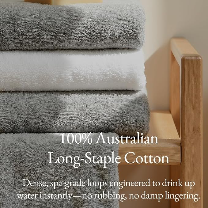 Italic Serene Ultraplush Cotton Bath Towels, Light Gray, 100% Cotton, Heavy Duty - Image 4