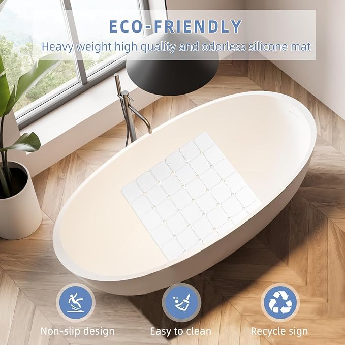 Shower Mat Non Slip 21"x21" Silicone Foldable Bath Mat - Image 2